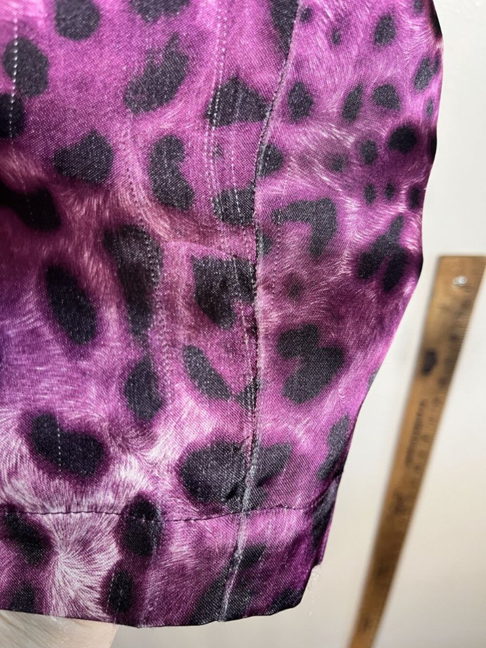 Leopard Print‎ Full Zip Jacket Purple 1X Festival Artsy Shiny Glam Chic Preppy - Picture 12 of 12